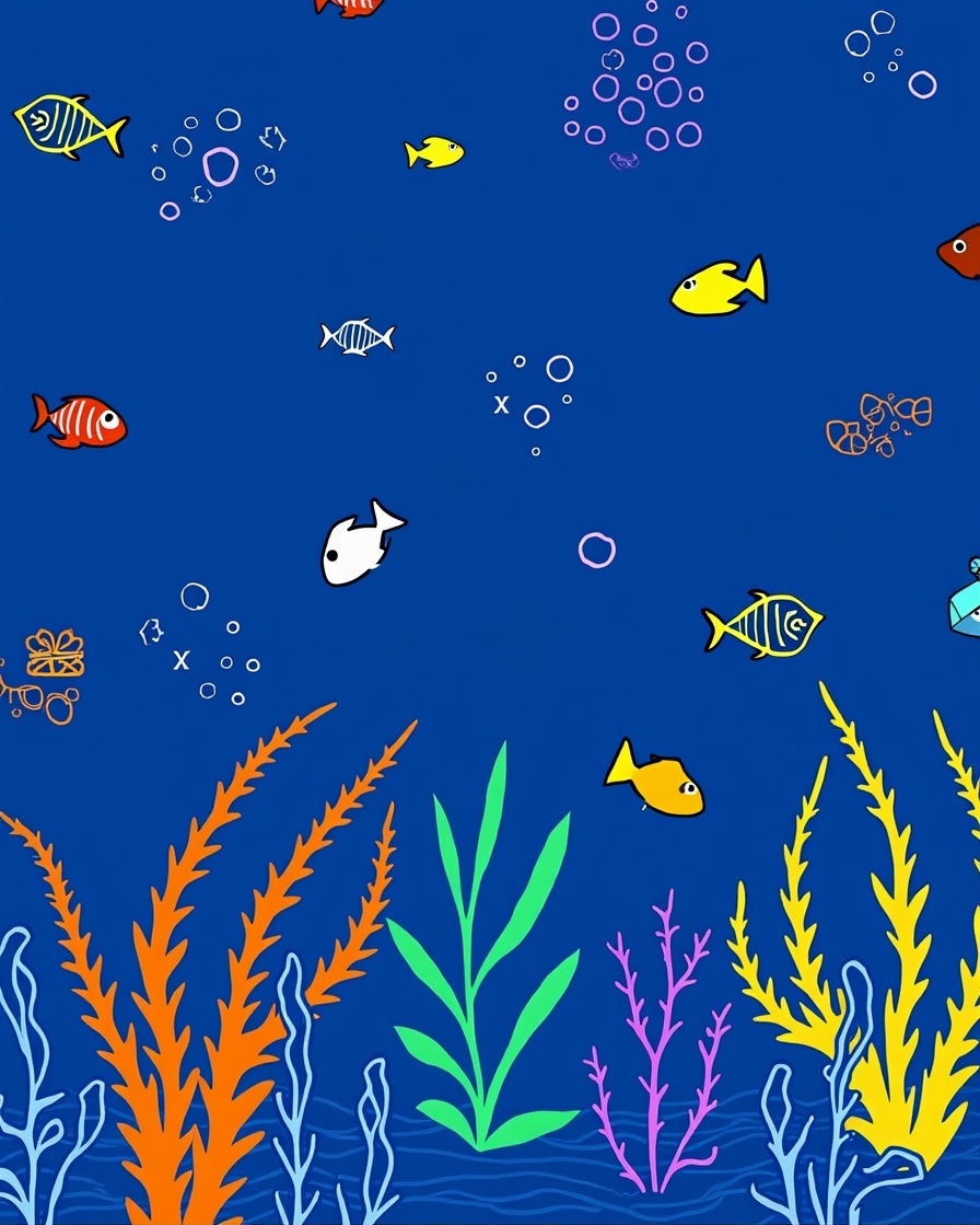 Underwater Fish and Coral Pattern Rug