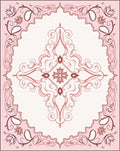 Pink Floral Scrollwork Symmetry Design Rug