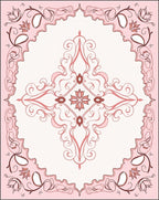Pink Floral Scrollwork Symmetry Design Rug