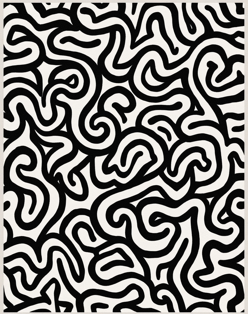 Abstract Swirl Line Pattern Rug
