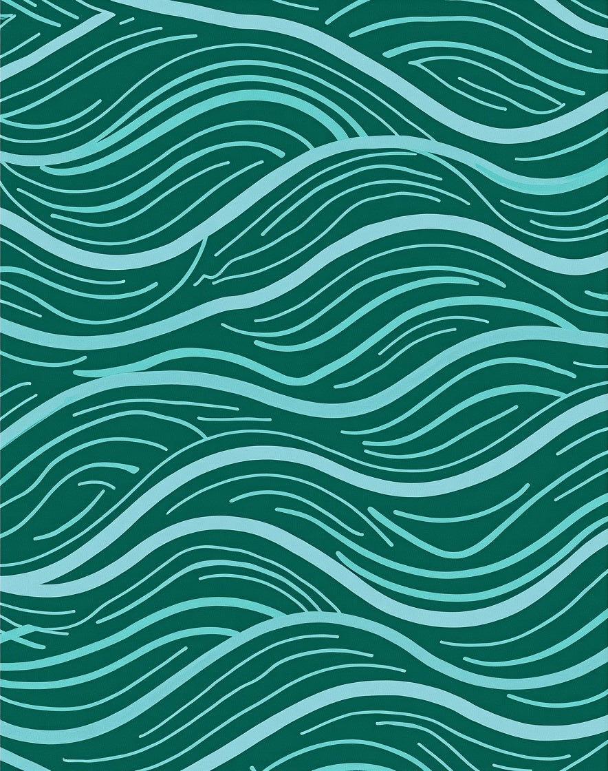 Teal And Aqua Abstract Wave Composition Rug