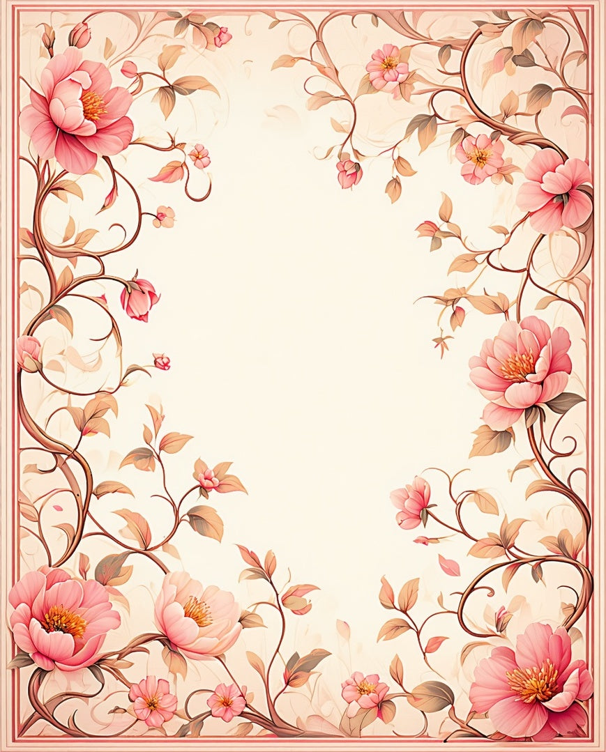 Pink Delicate Floral Vines Rug