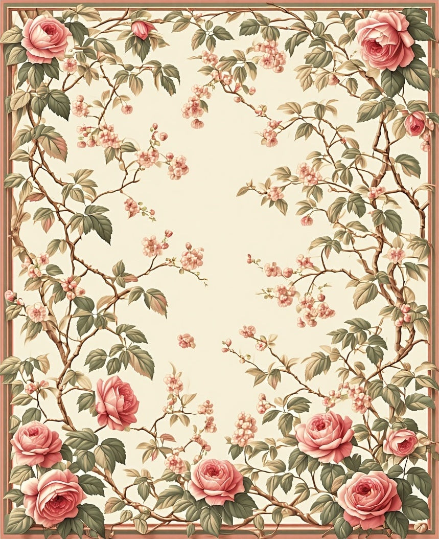 Vintage Rose and Blossom Branches Rug