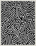 Abstract Black White Maze Pattern Rug
