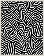 Abstract Black White Maze Pattern Rug