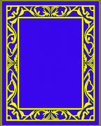 Bold Blue Yellow Floral Design Rug