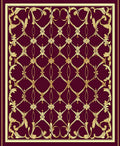 Rich Burgundy Gold Scrollwork Pattern Rug