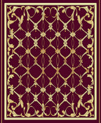 Rich Burgundy Gold Scrollwork Pattern Rug