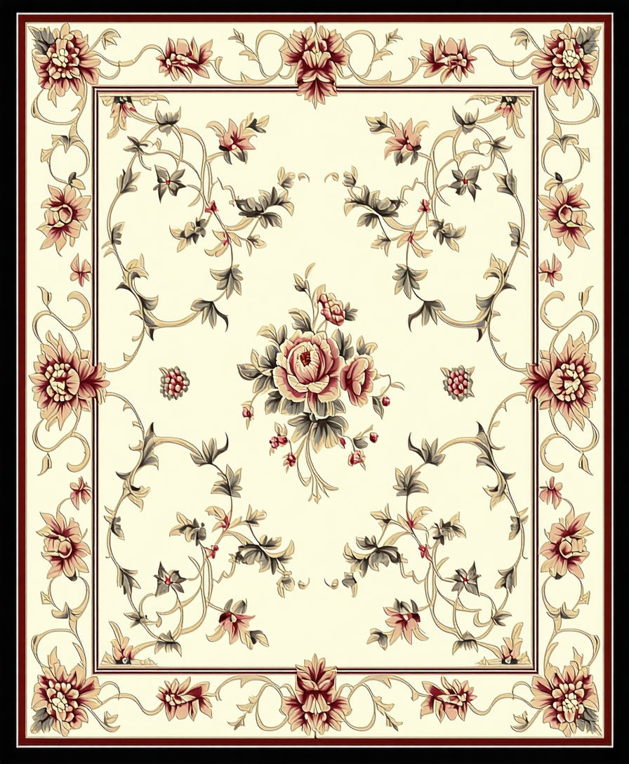 Classic Floral Scrollwork Pattern Rug