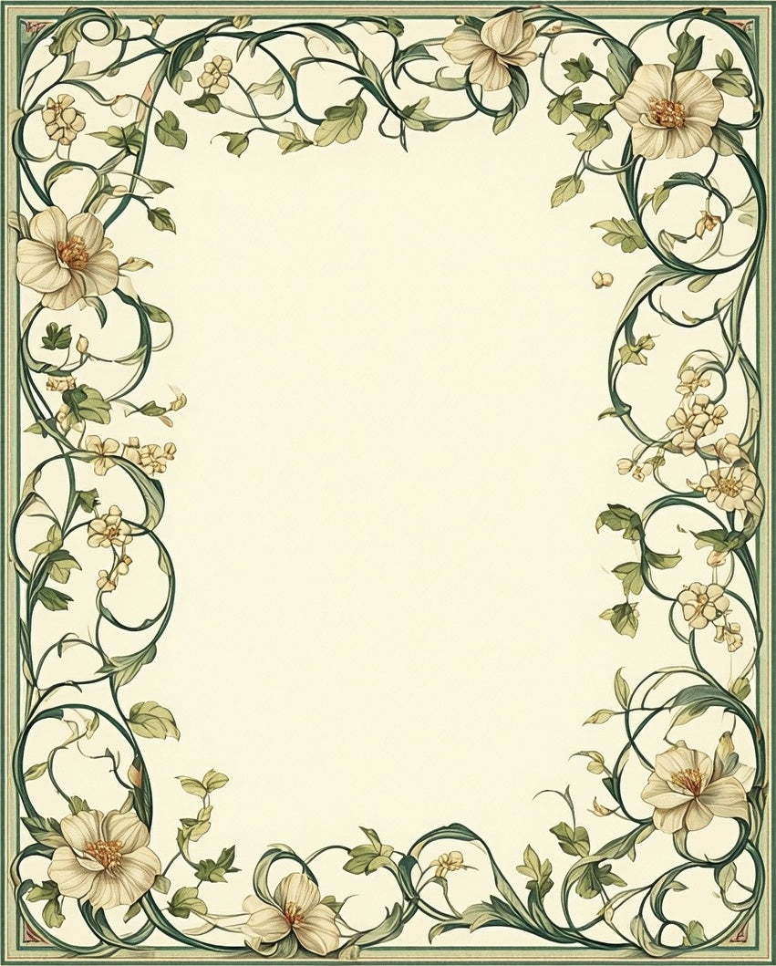 Elegant Floral Vine Border Design Rug