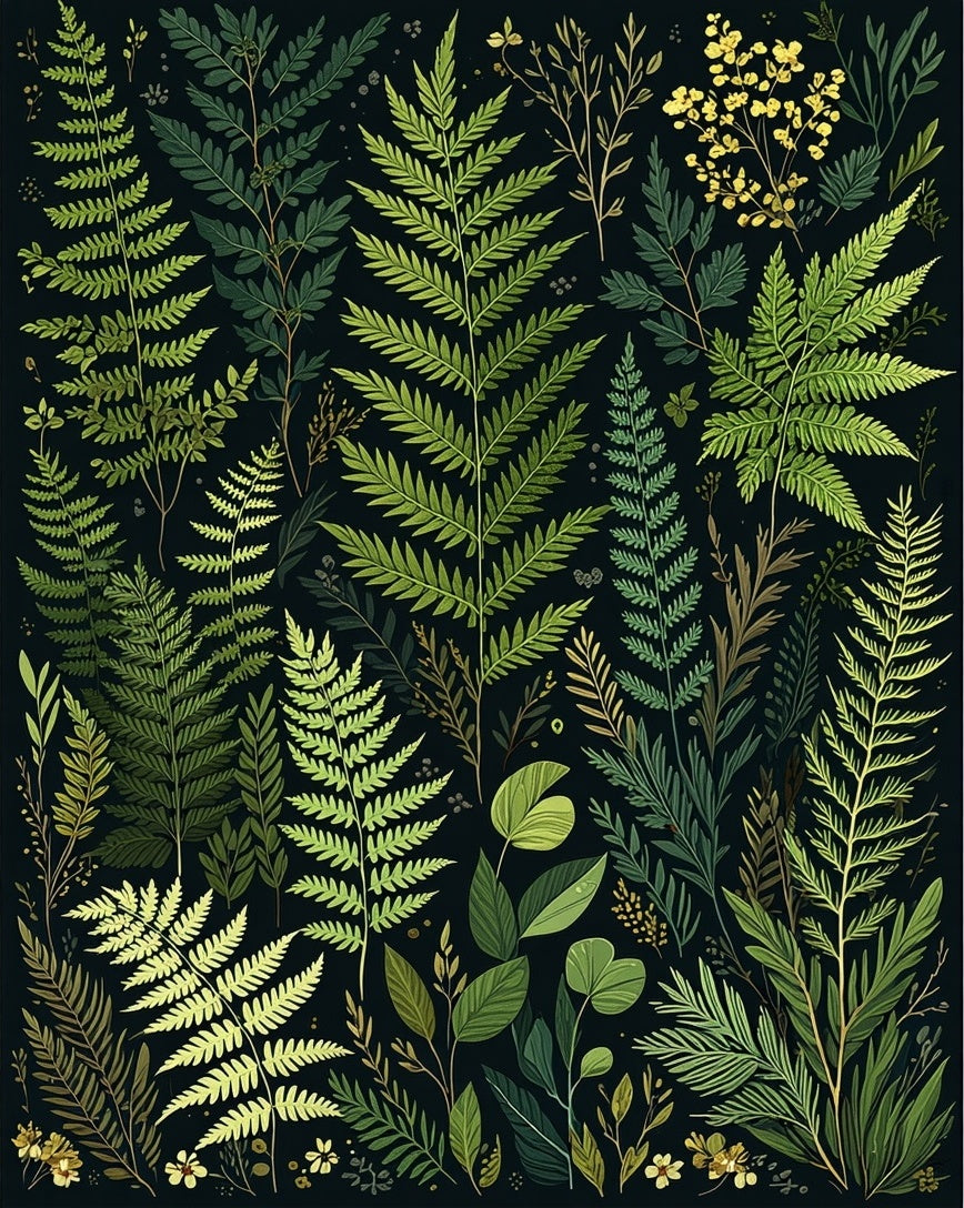 Deep Forest Fern And Foliage Design Rug