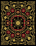 Ornate Floral Scrollwork Medallion Design Rug