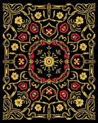 Ornate Floral Scrollwork Medallion Design Rug