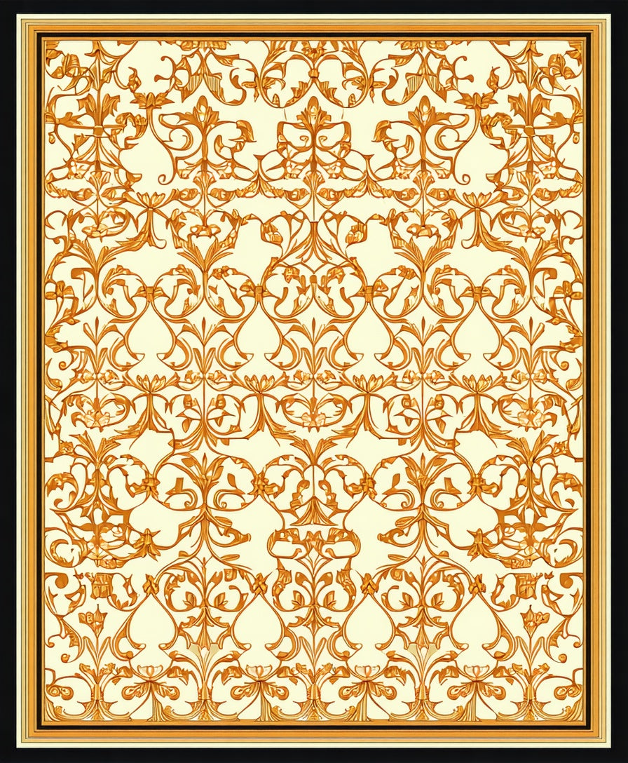 Aged Gold Floral Nouveau Rug