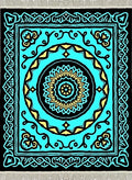 Aqua Teal Geometric Medallion Rug