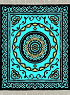 Aqua Teal Geometric Medallion Rug