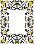 Elegant Black Gold Floral Scroll Rug