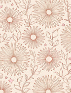 Charming Outline Floral And Star Pattern Rug