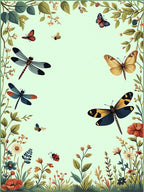 Dragonfly Butterfly Garden Pattern Rug