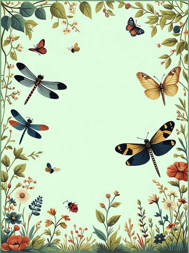 Dragonfly Butterfly Garden Pattern Rug