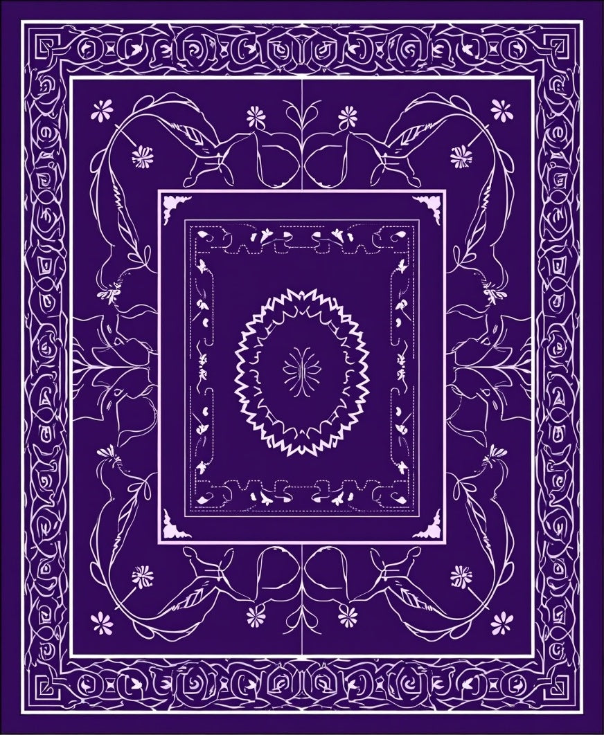 Deep Purple Floral Medallion Pattern Rug