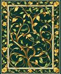 Gilded Floral Vine Scroll Pattern Rug
