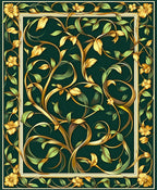 Gilded Floral Vine Scroll Pattern Rug