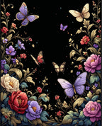 Whimsical Butterfly Floral Garden Design Rug
