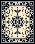 Cream Navy Scrollwork Medallion Rug