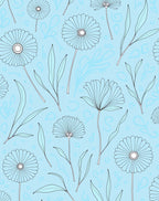 Delicate Floral Line Art Pattern Rug