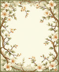 Botanical Frame Floral Nature Rug