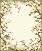 Botanical Frame Floral Nature Rug
