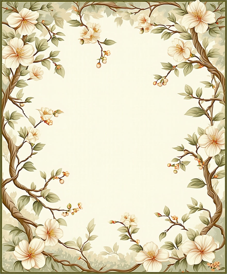 Botanical Frame Floral Nature Rug