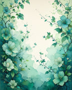 Ethereal Teal Floral Vine Pattern Rug