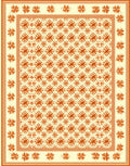 Orange Flower Patterned Rustic Rug