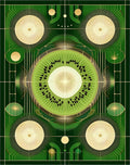 Green Kiwi Sunburst Geometric Art Deco Rug