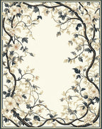 Romantic Floral Vine Garden Rug
