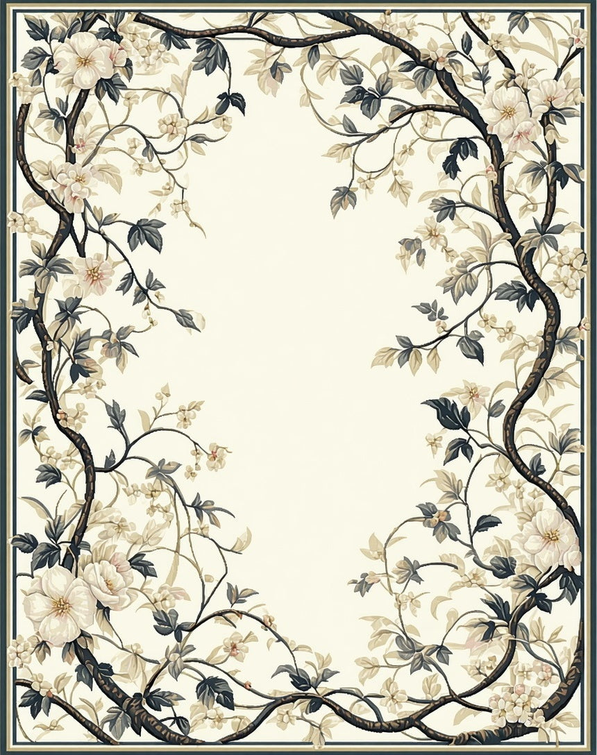 Romantic Floral Vine Garden Rug