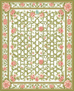 Vintage Lattice Floral Garden Rug