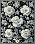 Ornate Floral Scrollwork Pattern Rug