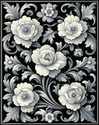 Ornate Floral Scrollwork Pattern Rug