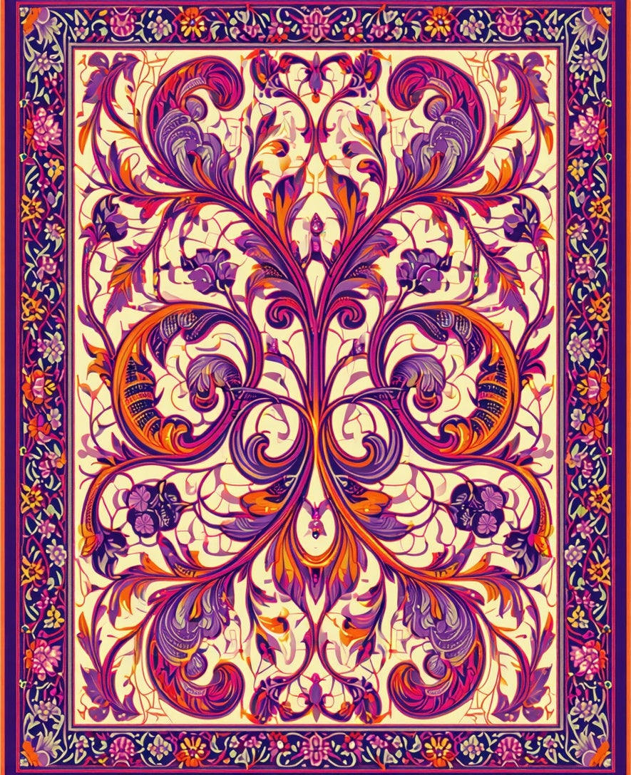Vibrant Floral Patterned Persian Style Rug