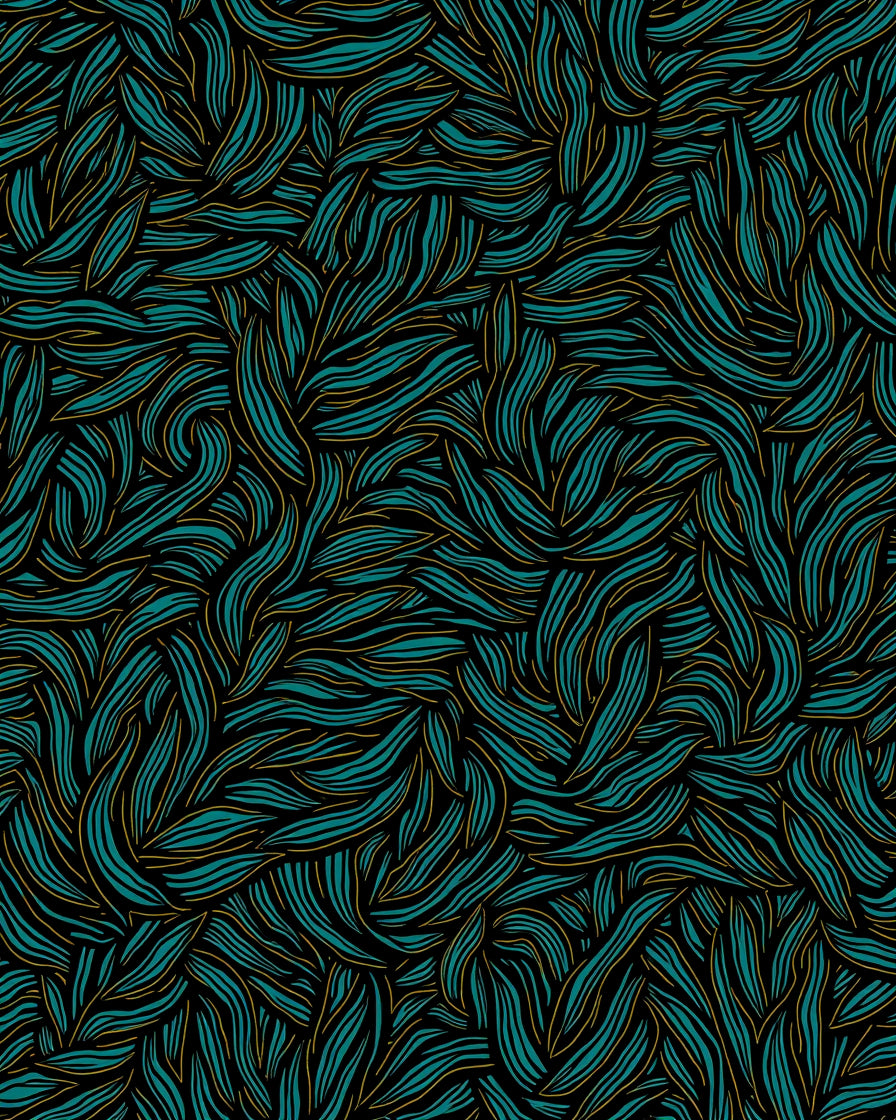 Teal Gold Abstract Flowing Lines Rug