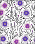 Whimsical Floral Paw Print Pattern Rug