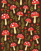 Whimsical Mushroom Floral Pattern Rug