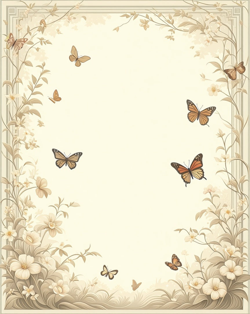 Botanical Butterfly Floral Garden Rug