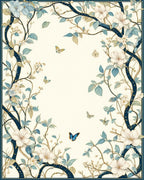 Botanical Garden Butterflies Delicate Floral Rug