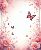 Pink Roses Butterfly Pattern Rug