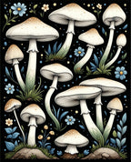 Whimsical Mushroom Garden Floral Rug