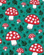 Whimsical Red White Mushroom Pattern Rug